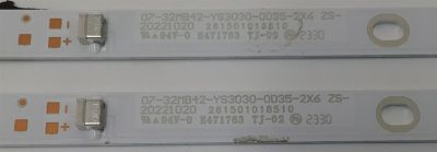 KIT DE LEDS ORIGINAL PARA TV ONN 2 PIEZAS / NUMERO DE PARTE 07-32MB42-YS3030-0D35-2X6 / 261501018510 / 210BZ06D0B33H3C00N / ZS-20221020 / 07-32MB42-YS3030-OD35-2X6 / E471763 / PANEL TPT320B5-XVN02.A REV:SG06B / MODELO 100012589 32" - Imagen 2