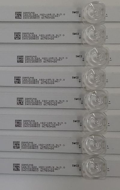 KIT DE LEDS PARA TV VIZIO ORIGINAL 8 PIEZAS / NUMERO DE PARTE HFSX75D08-ZC42AG-24CD / 303HX750051CD / B005P00107968A / GC750M26 / 70401-01867 / 240126AB03 / PANEL BOEI750WQ1 / DISPLAY HV750QUB-F91 / MODELOS V4K75M-0804 / V4K75S-0804 - Imagen 2