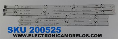 KIT DE LEDS ORIGINAL PARA TV LG 6 PIEZAS / NUMERO DE PARTE EAV63192711 / SSC_43INCH_FHD_B_REV02_150925 / SSC_43INCH_FHD_A_REV02_150925 / 43LH51_FHD_A S / 43LH51_FHD_B S / BOE43036 / PANEL NC430DGG-AAGP1 / MODELO 43UN7000PUB