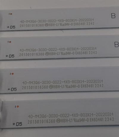 KIT DE LEDS PARA TV VIZIO ORIGINAL 4 PIEZAS / NUMERO DE PARTE 40-M43Q6-3030-0D22-4X9-803X14-20220314 / 261501016360 / E493461 2242 / 70401-01637BX / SVB430AK5Y / 38XXX31D2211260004D / PANEL BOEI430WQ1 / DISPLAY HV43QUB-F70 / MODELO M43Q6M-K04 - Imagen 2