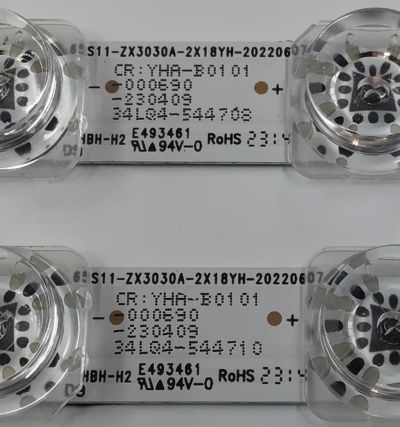 KIT DE LEDS PAR TV TCL ORIGINAL 2 PIEZAS / NUMERO DE PARTE 65S11-ZX3030A-2X18YH / 65S11-ZX3030A-2X18YH-20220607 / YHA-B0101 / 000690 / 230409 / 34LQ4-544710 / MODELO 65S451 - Imagen 2