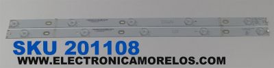 KIT DE LEDS PARA TV TOSHIBA ORIGINAL 2 PIEZAS / NUMERO DE PARTE CL-2K15 280 D205 / CL-2K15 280 D205-V2-UP-ZENER / 11800782-A0 / 11800783-A0 / UEJ02AAAYC00U58400 / PANEL C280LD-FH61 / MODELO 28L110U