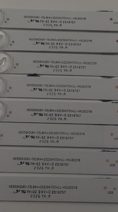 KIT DE LEDS PARA TV ORIGINAL 8 PIEZAS / NUMERO DE PARTE HXLB22118 / HD550H3U61-T0L9K4+2023041701+LL-HXLB22118 / 230711LQ / 1308093 / 3HUC - Imagen 2