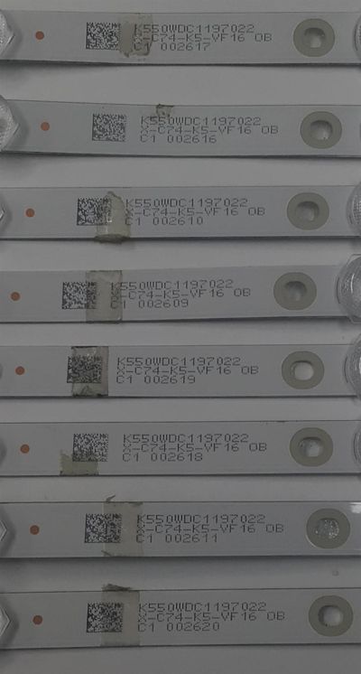 KIT DE LEDS PARA TV PHILIPS ORIGINAL 8 PIEZAS / NUMERO DE PARTE 4708-K550WD-A2113N01 / K550WDC1 A2 / K55WDC1 / 471R1P62 / 197022 / X-C74-K5-VF 16 0B / MODELO 55PUF6092 - Imagen 4