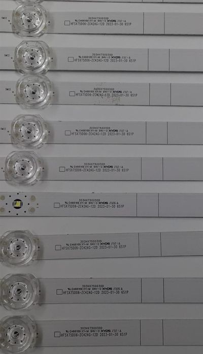 KIT DE LEDS ORIGINAL PARA TV VIZIO 12 PIEZAS / NUMERO DE PARTE 303HX750030D / HFSX75D06-ZC42AG-12D / 2300021202 / 230606BC03 / 70401-01713 / GC750M24 / PANEL BOEI750WQ1 / DISPLAY HV750QUB-F91 / MODELO V755X-K04 / V755M-K04 - Imagen 3