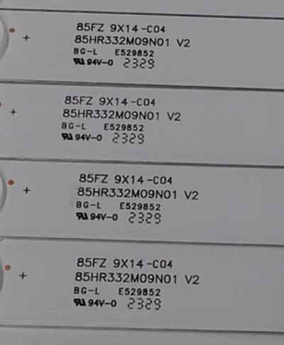 KIT DE LEDS PARA TV TCL ORIGINAL 14 PIEZAS / NUMERO DE PARTE 85HR332M09N01 / 85HR332M09N01 V2 / 85FZ 9X14-C04 / HR/A6/230818 / 0379W / LK7A08R0C / 230101036100 / PANEL HK850WLEDM-JH23H / MODELO 85S450G - Imagen 4