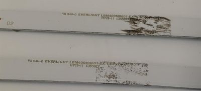 KIT DE LEDS ORIGINAL PARA TV VIZIO 2 PIEZAS / NUMERO DE PARTE LBM400M0601 / EVERLIGHT LBM400M0601-EX-1 (HF)(0) / YFPCB-11 / MODELO D40F-J09 / D40F-J09 LINID4MX - Imagen 2