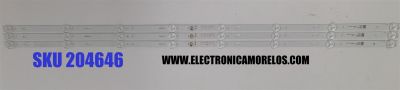 KIT DE LEDS PARA TV HKPRO ORIGINAL 3 PIEZAS / NUMERO DE PARTE JL.D43081330-140FS-M / 17BK13-1 / 035-430-3528-G / PANEL LVF430LGD0 E1 V63 / MODELO 43L26CMC