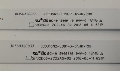 KIT DE LEDS PARA TV HISENSE ORIGINAL 2 PIEZAS / NUMERO DE PARTE 303SH320033 / SH32D06-ZC2AG-02 / JBD315N2-LB81-3-6\JK\ROH / 1197049 / PANEL JHD315N2H81-TXL2QL / MODELO 32H4E1 - Imagen 2