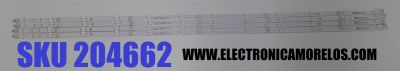 KIT DE LEDS PARA TV ORIGINAL 4 PIEZAS / NUMERO DE PARTE 303GC550109D / GC55D12-ZC42AG-08D / C19/D/206 / 2300022889 / 240411AC02 / 70401-01937 / 130-135/2.9 9-3.0 / GC550M39 / MODELO 55"