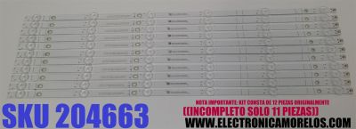 KIT DE LEDS PARA TV VIZIO ORIGINAL / INCOMPLETO SOLO 11 PIEZAS / NUMERO DE PARTE 261501016370 / 40-M65Q6-3030-0D35-12X-615.5X12-20220314 / SVB650AQ9Y / D2309060004D0 / D2308110004D0 / BOEI650WQ1 / MODELO M65Q6-L4 / KIT CONSTA ORIGINALMENTE DE 12 PIEZAS