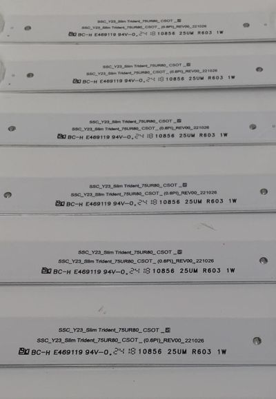 KIT DE LEDS ORIGINAL PARA TV LG 9 PIEZAS / NUMERO DE PARTE EAV65057501 / SSC_Y23_SLIM TRIDENT_75UR80_CSOT_S / SSC_Y23_SLIM TRIDENT_75UR80_CSOT_0.6PI_REV00_221026 / 28X1C / CS0T 750G4_D / PANEL NC750TQG-VCKHG / MODELO 75UT700PUA / 75UT7550AUA.BUSDLKR - Imagen 2