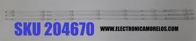 KIT DE LEDS PARA TV VIZIO ORIGINAL 3 PIEZAS / NUMERO DE PARTE JL.D50071330-202FS-M_V01 / 23413 01 29 / F8PMB000045JAUXLB00GGCN405C / PANEL V500DJ7-D03 / MODELO V506-J09