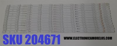 KIT DE LEDS PARA TV ONN ORIGINAL 12 PIEZAS / NUMERO DE PARTE LED65D10-ZC46AG-01 / 30365010208 / E479275 / 65000M71 / 211118BC03 / PANEL JR645R3HA7L / MODELO 100071705