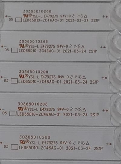 KIT DE LEDS PARA TV ONN ORIGINAL 12 PIEZAS / NUMERO DE PARTE LED65D10-ZC46AG-01 / 30365010208 / E479275 / 65000M71 / 211118BC03 / PANEL JR645R3HA7L / MODELO 100071705 - Imagen 2