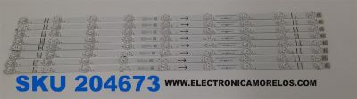 KIT DE LEDS PARA TV TCL ORIGINAL 8 PIEZAS / NUMERO DE PARTE 65TN2L2-ZX3030-8X9YH / 65TN2L2-ZX3030-8X9YH-20231025 0.3 / B0101-001407 / 240325-33N15 / PANEL LVU650NDJL / MODELO 65Q671G