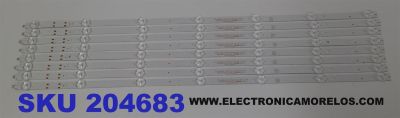 KIT DE LEDS PARA TV ONN ORIGINAL 8 PIEZAS / NUMERO DE PARTE 30365007043D / LED65D07-ZC62AG-02D / 7S1P / 221204AD01 / 65000M73S / PANEL JR645R3HH3L / MODELO 100012587 65"