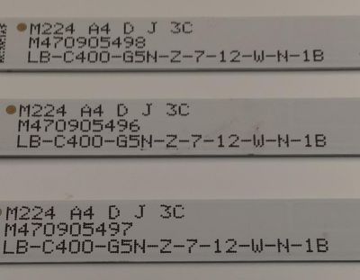 KIT DE LEDS PARA TV ONN ORIGINAL 3 PIEZAS / NUMERO DE PARTE MS-L5296 V1 / LB-C400-G5N-Z7-12-W-N-1B / M224 A4 D J 3C / M470905496 / M470905497 / M470905498 / PANEL C400Y21-G5 / MODELO 100058007 40" - Imagen 2