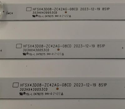 KIT DE LEDS PARA TV ORIGINAL 3 PIEZAS / NUMERO DE PARTE 303HX430053CD / HFSX43D08-ZC42AG-08CD / 2300023007 / 70401-01869 / 240603AB04 / GC430M71 / MODELO 43" - Imagen 3