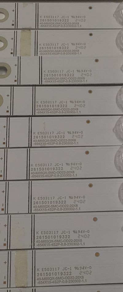 KIT DE LEDS PARA TV VIZIO ORIGINAL 20 PIEZAS / NUMERO DE PARTE 261501019322 / 40-M65QX-SMC-0D22-20X8-654X15-4S2P-0.8-230302-1.1 / 70401-01736BX / SVB650AW9 / 830XXD0C2402040006D00 / PANEL BOEI650WQ1 / DISPLAY HV650QUB-E72 REV.2.0 / MODELO VQP65C-84 - Imagen 3