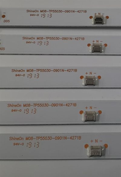 KIT DE LEDS PARA TV ONN ORIGINAL 5 PIEZAS / NUMERO DE PARTE M08-TP55030-0901N-4271B / SHINEON M08-TP55030-0901N-4271B / 210BZ09D0B336M02S / 00WY1PZS8B0YY / 19124 / MODELO ONA55UB19E06 / 0NA55UB19E06 - Imagen 3