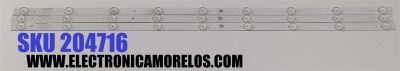 KIT DE LEDS PARA TV COBIA ORIGINAL 3 PIEZAS / NUMERO DE PARTE 3BL-T7714101-01 / LBL.400T3X9.001 / 8149011340001 / JS-RD111F3GBJD-0001 / PANEL V400HJ5-PE1 / DISPLAY LSC400HN02-G02 / MODELO CLEDTV4015SM