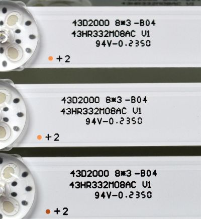 KIT DE LEDS ORIGINAL NUEVOS PARA TV HKPRO 3 PIEZAS / NUMERO DE PARTE 43HR332M08AC V1 / 4C-LB430T-HRFC / 43D2000 / 43D2000 8*3 / 43HR332M08AC / PANEL LVF430HKDX / DISPLAY PT430CT03-14 / MODELO HKP43R01 - Imagen 2