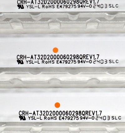 KIT DE LEDS ORIGINAL NUEVOS PARA TV JVC 2 PIEZAS / NUMERO DE PARTE CRH-AT32D2000060298QREV1.7 / 4C-LB320T-XR8C / AT32D2000B / AT32D2000060298QREV1 / E479275 / CRH-AT32D2000060298QREV1.7 / L05Y170JA2 / MODELOS SI32HS / 32EVLB - Imagen 2
