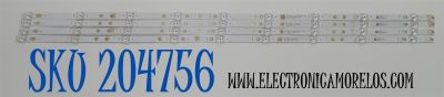 KIT DE LEDS ORIGINAL PARA TV SANSUI 4 PIEZAS / NUMERO DE PARTE JL.D50091330-006DS-M / JL.D50091330-006DS-M_V02 / 50N1 / 185LME43 / D21011 / 30805JF / 050N10Z01 / H502 / MODELO SMX50T1UN - Imagen 1
