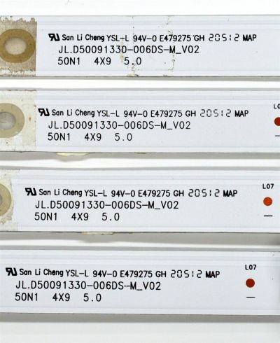KIT DE LEDS ORIGINAL PARA TV SANSUI 4 PIEZAS / NUMERO DE PARTE JL.D50091330-006DS-M / JL.D50091330-006DS-M_V02 / 50N1 / 185LME43 / D21011 / 30805JF / 050N10Z01 / H502 / MODELO SMX50T1UN - Imagen 3