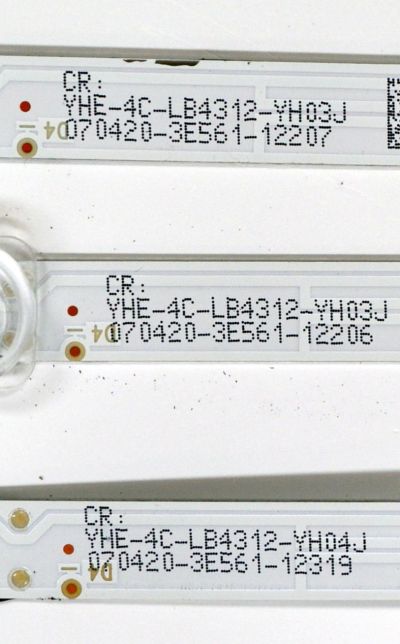 KIT DE LEDS ORIGINAL PARA TV TCL 3 PIEZAS / NUMERO DE PARTE TCL-43D8-3030F2.1 / TCL-43D8-3030F2.1-3X12-A-LX20190617 / TCL-43D8-3030F2.1-3X12-B-LX20190617 / 4C-LB4312-YH03JC / 4C-LB4312-YH04JC / PANEL LVU430NEBL-CD9W00V1 / MODELO 43S525 - Imagen 3