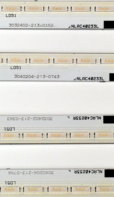 KIT DE LEDS ORIGINAL PARA TV SONY 4 PIEZAS / NUMERO DE PARTE NLAC40233 / NLAC40233L / NLAC40233R / AST233R-42A1 / AST233L-42A1 / 3032402-213 / 3040204-213 / MODELO KD-55X8500A / KD55X8500A / XBR-55X850A / XBR55X850A / XBR-55X905A / XBR55X905A - Imagen 3