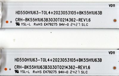 KIT DE LEDS ORIGINAL PARA TV HISENSE 2 PIEZAS / NUMERO DE PARTE BK55H1U63B3030T0214362 / CRH-BK55H1U63B3030T0214362-REV1.6 / HD550HIU63-T0L4 / 2023053105 / BK55H1U63B / 1403319 / PANEL JHD550H1U62-T0LA / DIPSLAY PT550GT08-1 VER.1.0 / MODELO 55R6030N / 55A6NV  - Imagen 2