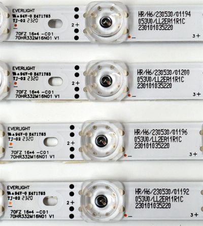 KIT DE LEDS ORIGINAL PARA TV TCL 4 PIEZAS / NUMERO DE PARTE 70HR332M16N01 / 70HR332M16N01 V1 / 70FZ / HR/H6/230530 / 053V0/LL2EA11R1C / 230101035220 / PANEL HK700WLEDM-CV01H / DISPLAY CV700U2-L02 REV:01 / MODELO 70S470G - Imagen 3