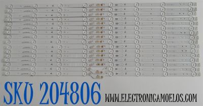 KIT DE LEDS ORIGINAL PARA TV TCL 16 PIEZAS / NUMERO DE PARTE 40-75Z9HA-DLB1AG / 40-75Z9HB-DLB1AG / CR:YHA / B0101-001494 / B0101-001495 / 240722-32NS4 / 240723-32NS4 / PANEL LVU750NDJL / DISPLAY ST7461D03-2 VER.2.3 / MODELO 75Q691G / 75Q691F