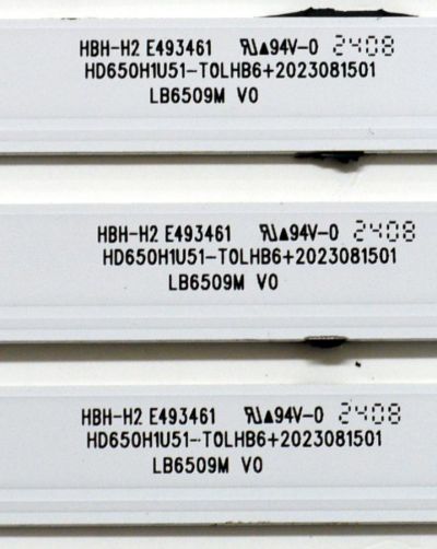 KIT DE LEDS ORIGINAL PARA TV HISENSE 8 PIEZAS / NUMERO DE PARTE LB6509M / LB6509M V0 / HD650H1U51-T0LHB6/2023081501 / HBH-H2 / 1318345 / HE240403 / 9D34 B1 / PANEL HD650H1U74-T0L7B6 / DISPLAY HV650QUB-E75 REV.2.0 / MODELO 65QD7N / 65QD65NF - Imagen 4