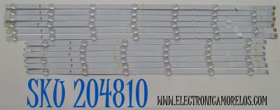 KIT DE LEDS ORIGINAL PARA TV VIZIO 12 PIEZAS / NUMERO DE PARTE LB7502U / LB7502U V0_01 / LB7502U V1_01 / LV75D / LR022 / LL022 / M1MG97 / DISPLAY JR745R3HA2Y / MODELO V755M-K03 / V755M-K03 LFTVN2LY