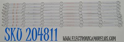KIT DE LEDS ORIGINAL PARA TV VIZIO 8 PIEZAS / NUMERO DE PARTE 30365007055DS / LED65D07-ZC62AG-12DSEZF / 240909AF02 / 65000M97SH / 7S1P / PANEL V650DJB-Q02 (D2) / DISPLAY JR645R3HA3L / MODELO V4K65M-0810 / V4K65M-0810 LMC1VHA