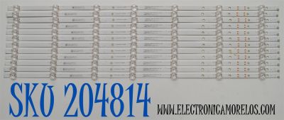 KIT DE LEDS ORIGINAL PARA TV PHILIPS 12 PIEZAS / NUMERO DE PARTE 303HX750011D / HFSX75D07-ZC66AG-04D / 70401-01307 / 2150001157 / 220117DC03 / HX750M11 / PANEL BOEI750WQ1-F91 / DISPLAY HV750QUB-F91 / MODELO 75PUL7552/F7