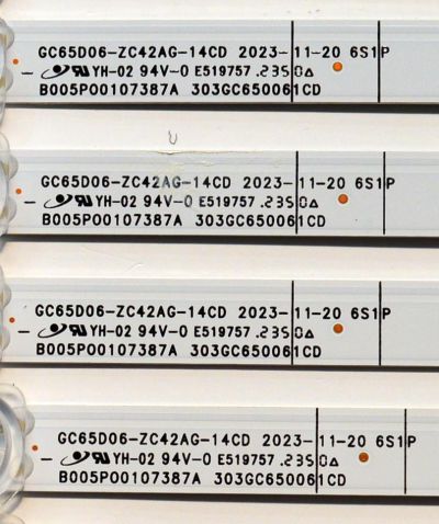 KIT DE LEDS ORIGINAL PARA TV LG 8 PIEZAS / NUMERO DE PARTE 303GC650061CD / GC65D06-ZC42AG-14CD / B005P00107387A / 2300022480 / 70401-01871 / 240116AB03 / GC650M32 / PANEL BOE650WQ1BF7D / DISPLAY HV650QUB-F7D / MODELO 65UT7570PUB / 65UT7570PUB.CUSFBH - Imagen 3