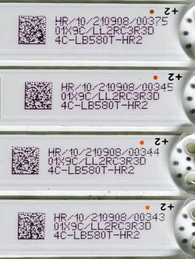 KIT DE LEDS ORIGINAL PARA TV KALLEY 8 PIEZAS / NUMERO DE PARTE 58HR332M06A0 / 58HR332M06A0 V0 / 58D1200 / HR/10/210908 / 01X9C/LL2RC3R3D / 4C-LB580T-HR2 / PANEL LVU580PADX E0034 / DISPLAY CC580PV7D VER.01 / MODELO K-ATV58UHD - Imagen 2