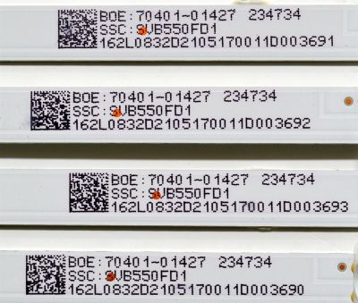 KIT DE LEDS ORIGINAL PARA TV SCEPTRE 4 PIEZAS / NUMERO DE PARTE F55JL7SMC3030041008J / CRH-F55JL7SMC3030041008J-REV1.3 / BOE 70401-01427 / SSC SVB550FD1 / 234734 / 162L0832D2105170011D00 / PANEL BOEA550WU1 / DISPLAY LC546PU4L 01 / MODELO U557CV-UMRB - Imagen 3