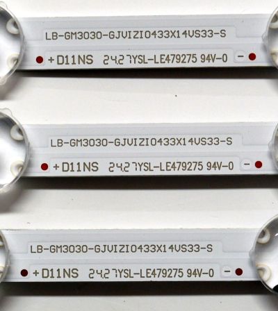 KIT DE LEDS ORIGINAL PARA TV VIZIO 3 PIEZAS / NUMERO DE PARTE GJVIZIO433X14VS33 / GJVIZI0433X14VS33 / LB-GM3030-GJVIZIO433X14VS33-S / LB-GM3030-GJVIZI0433X14VS33-S / 210BZ14D0B334BHC0X / PANEL TPT430WR-QVN03.U / DISPLAY T430QVN03.T / MODELO VQD43M-0801 - Imagen 2