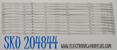 KIT DE LEDS ORIGINAL PARA TV JVC / 12 PIEZAS / NUMERO DE PARTE 4708-K75DJ1-A1113N01 / K750WDJ1 A1 / XRJ1060 / HNSL4708RA0 / 111206-75J11084 / K750WDJ1 / 249464 / JF-240918-3195E532 / PANEL K750WDJ1 / DISPLAY HV750QUB-F91 / MODELO SI75URF / ONR75J1U-MX