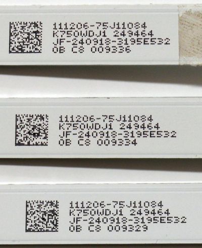 KIT DE LEDS ORIGINAL PARA TV JVC / 12 PIEZAS / NUMERO DE PARTE 4708-K75DJ1-A1113N01 / K750WDJ1 A1 / XRJ1060 / HNSL4708RA0 / 111206-75J11084 / K750WDJ1 / 249464 / JF-240918-3195E532 / PANEL K750WDJ1 / DISPLAY HV750QUB-F91 / MODELO SI75URF / ONR75J1U-MX - Imagen 2