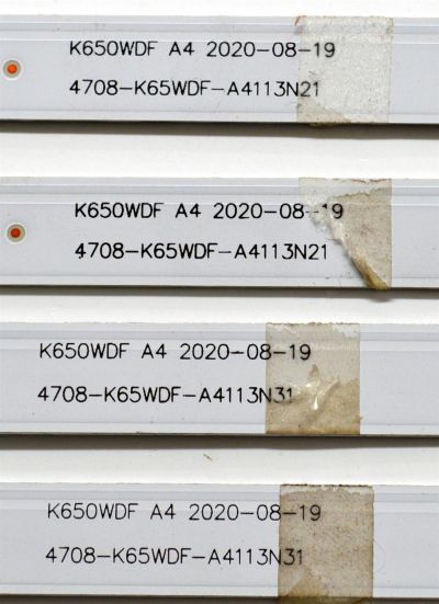 KIT DE LEDS ORIGINAL PARA TV HISENSE 10 PIEZAS / NUMERO DE PARTE 303KG650002 / 303KG65001 / KG65D6B-ZCAG-01 / KG65D6A-ZCAG-01 / K650WDF A4 / 4708-K65WDF-A4113N31 / 4708-K65WDF-A4113N21 / PANEL K650WDF / DISPLAY LC650EQQ (SM)(A3) / MODELO 65R6E4 - Imagen 3