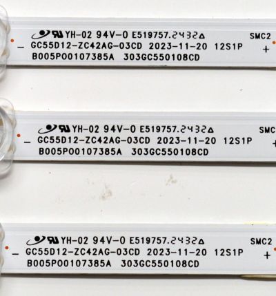 KIT DE LEDS ORIGINAL PARA TV VIZIO 3 PIEZAS / NUMERO DE PARTE 303GC550108CD / GC55D12-ZC42AG-03CD / B005P00107385A / 2300023190 / 70401-01873 / 240829BB03 / GC550M38 / PANEL BOEI550WQ1 / DISPLAY HV550QUB-F70 REV.2.0 / MODELO V4K55M-0804 LBVFV9GA - Imagen 2