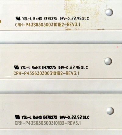 KIT DE LEDS ORIGINAL PARA TV SAMSUNG 3 PIEZAS / NUMERO DE PARTE BN96-2433A / CRH-P43S6303003101B2-REV3.1 / 2433A / 74143X / 75.2XP06G001 / 70L03H20125CA6313P / PANEL CY-BA043HGCR1V / DISPLAY PT430GT01-8 VER.1.1 / MODELO UN43U8000FBXZA DB01 - Imagen 5