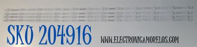 KIT DE LEDS ORIGINAL PARA TV VIZIO 4 PIEZAS / NUMERO DE PARTE JL.D550C1330-324AS-M / JL.D550C1330-324AS-M_V03 / 55F8 / 18BP2X2-9 / D250225 / 70401-02071  /PANEL BOEI550WQ1 / DISPLAY HV550QUB-F70 REV.2.0 / MODELO M55Q6-L4 / M55Q6-L4 LBVFN8KB