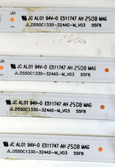 KIT DE LEDS ORIGINAL PARA TV VIZIO 4 PIEZAS / NUMERO DE PARTE JL.D550C1330-324AS-M / JL.D550C1330-324AS-M_V03 / 55F8 / 18BP2X2-9 / D250225 / 70401-02071  /PANEL BOEI550WQ1 / DISPLAY HV550QUB-F70 REV.2.0 / MODELO M55Q6-L4 / M55Q6-L4 LBVFN8KB - Imagen 3